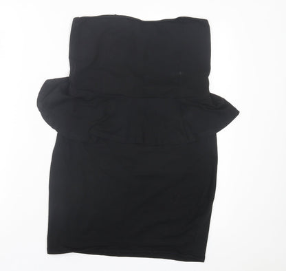 New Look Womens Black Cotton Bodycon Size 14 Off the Shoulder Pullover - Bandeau Dress