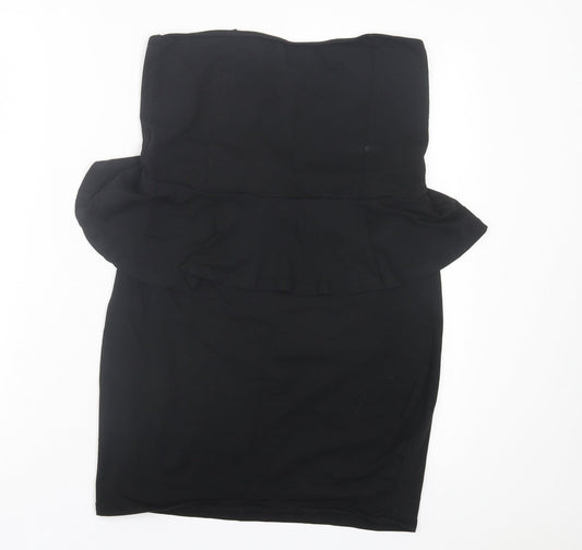 New Look Womens Black Cotton Bodycon Size 14 Off the Shoulder Pullover - Bandeau Dress