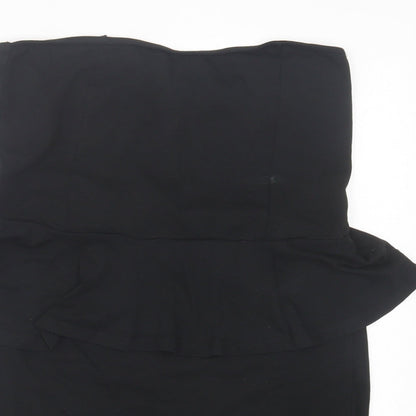 New Look Womens Black Cotton Bodycon Size 14 Off the Shoulder Pullover - Bandeau Dress