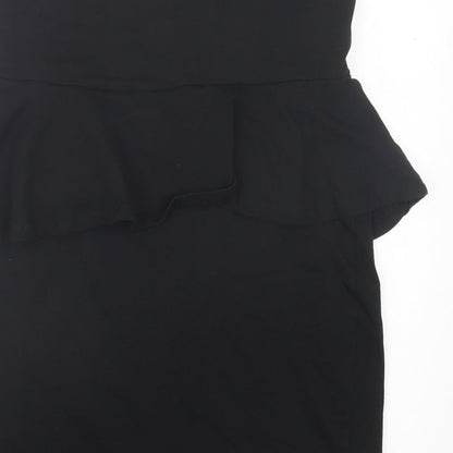 New Look Womens Black Cotton Bodycon Size 14 Off the Shoulder Pullover - Bandeau Dress