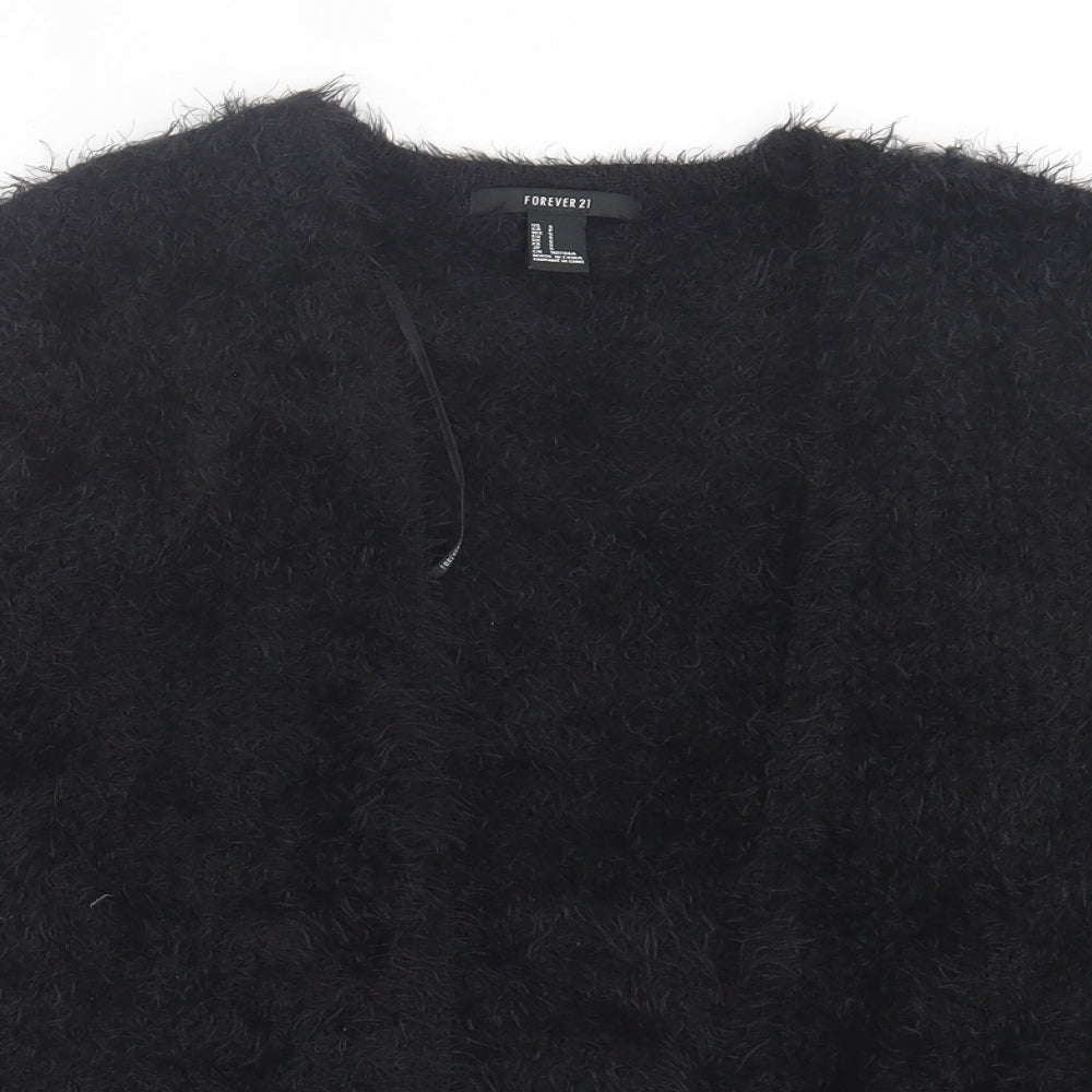 Womens UK Size S FOREVER 21 Black Cardigan Jumper
