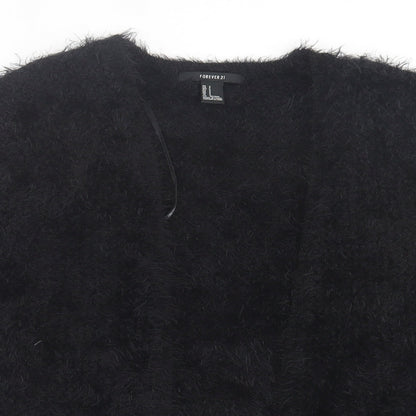Womens UK Size S FOREVER 21 Black Cardigan Jumper