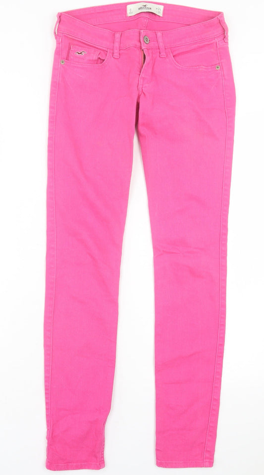Hollister Womens Pink Cotton Skinny Jeans Size 24 in L31 in Regular Button