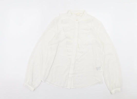 Womens UK Size 8 H&M White Basic Button-Up