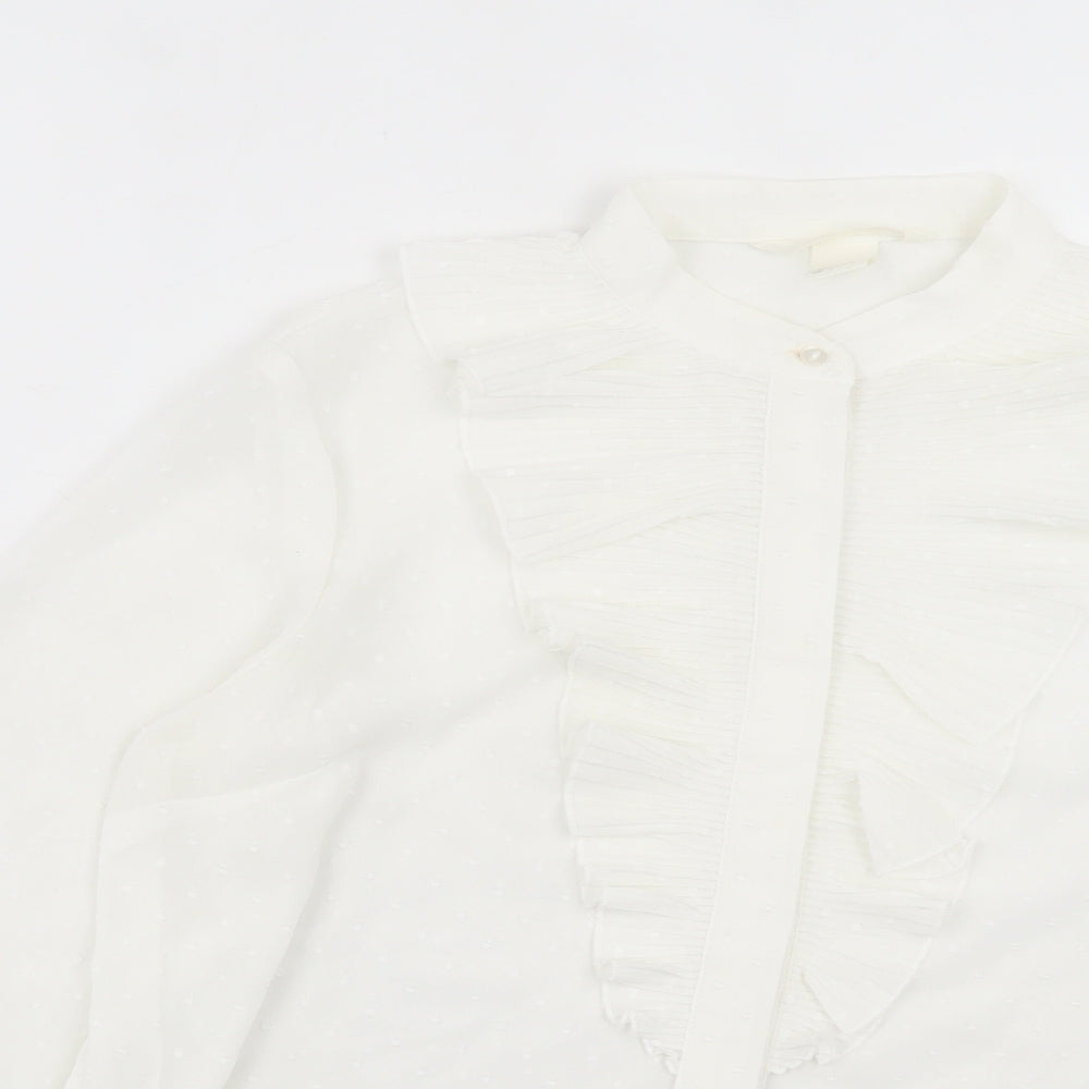 Womens UK Size 8 H&M White Basic Button-Up