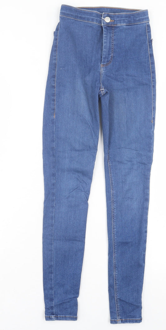 Topshop Womens Blue Cotton Skinny Jeans Size 25 in L32 in Regular Button