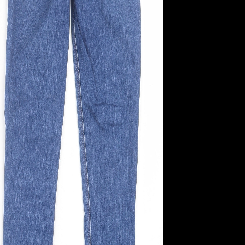 Topshop Womens Blue Cotton Skinny Jeans Size 25 in L32 in Regular Button