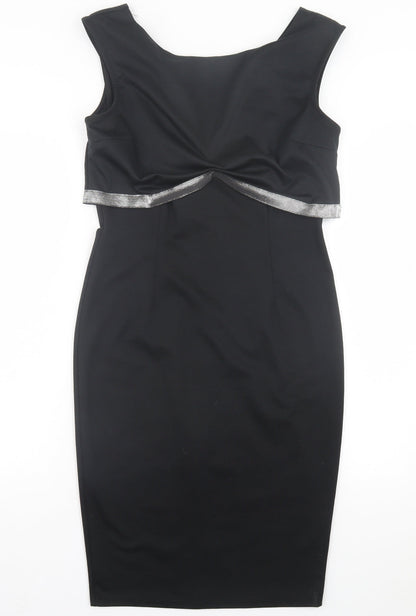 Papaya Womens Black Polyester Bodycon Size 10 Boat Neck Pullover