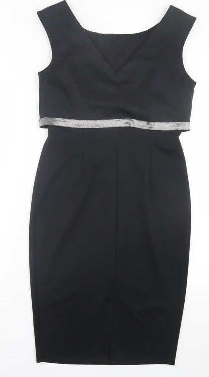 Papaya Womens Black Polyester Bodycon Size 10 Boat Neck Pullover