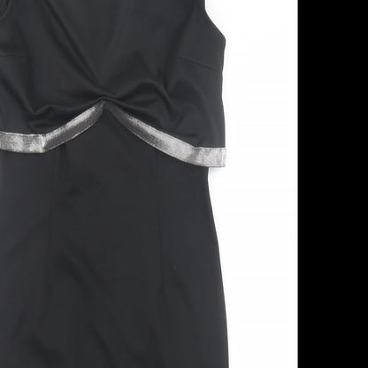 Papaya Womens Black Polyester Bodycon Size 10 Boat Neck Pullover