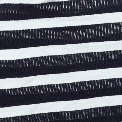 George Womens Blue Striped Cotton Basic T-Shirt Size 18 Round Neck