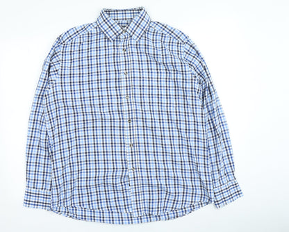 Mens UK Size 41 Marks and Spencer Blue  Button-Up Long Sleeve Casual Shirt