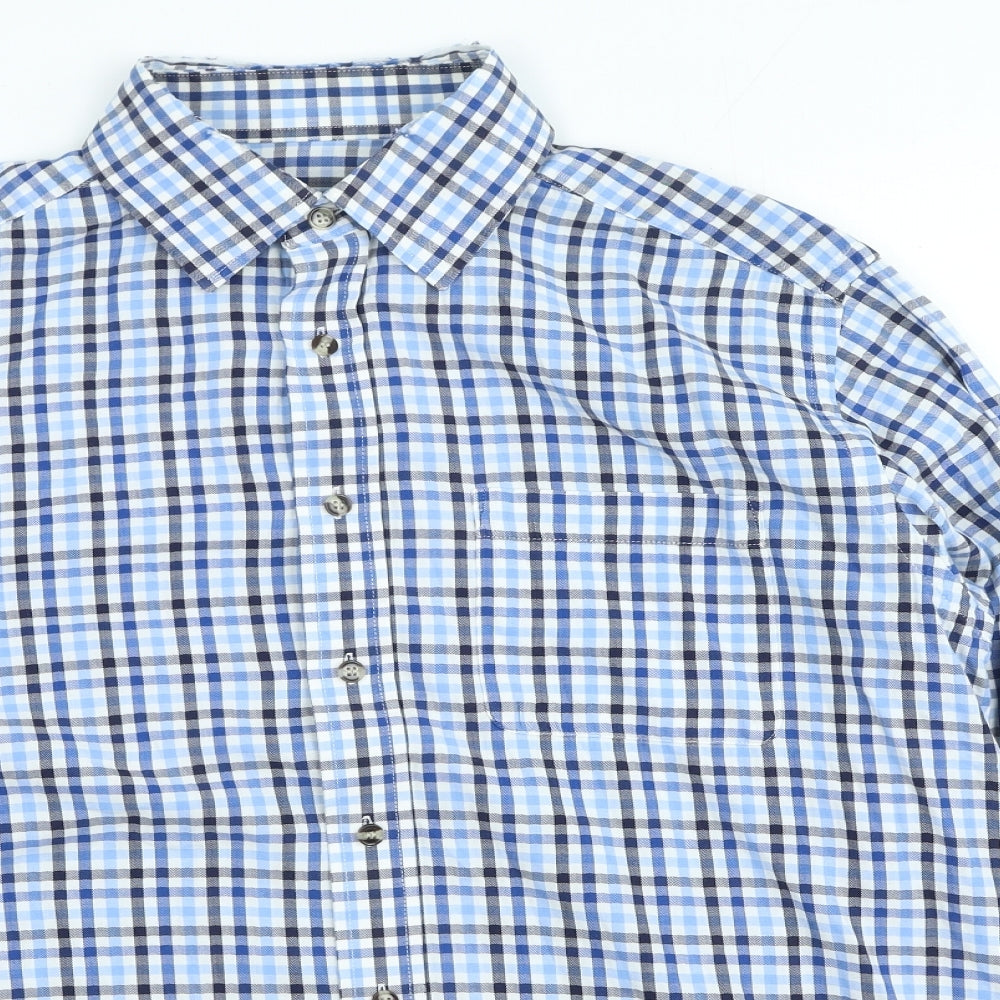 Mens UK Size 41 Marks and Spencer Blue  Button-Up Long Sleeve Casual Shirt