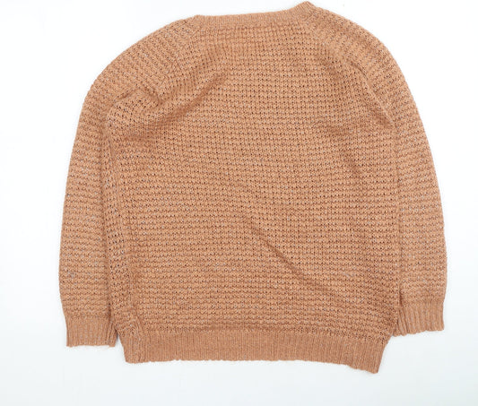 TU Womens Orange Round Neck Acrylic Pullover Jumper Size 12