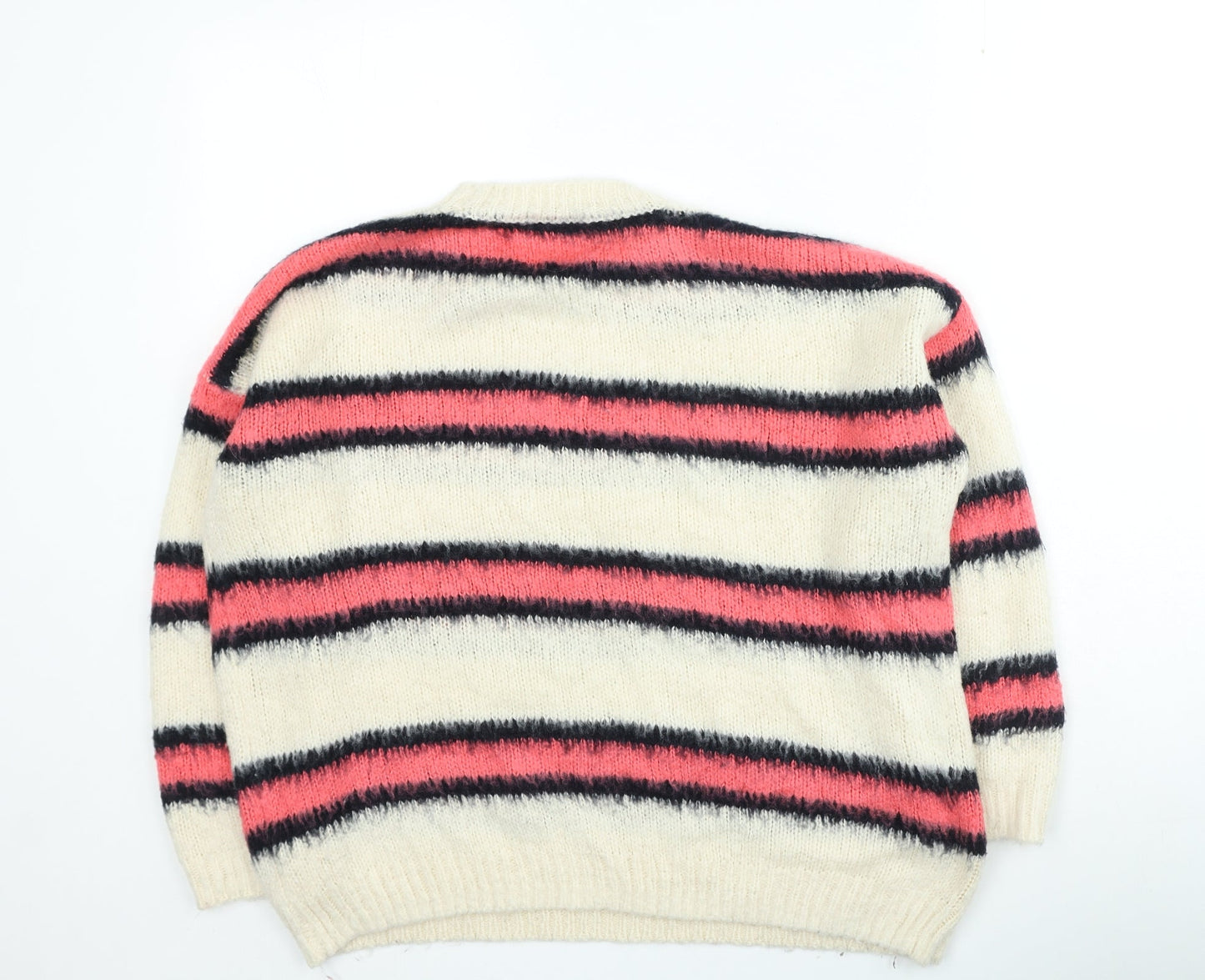 TU Womens Multicoloured Round Neck Striped Acrylic Henley Jumper Size L