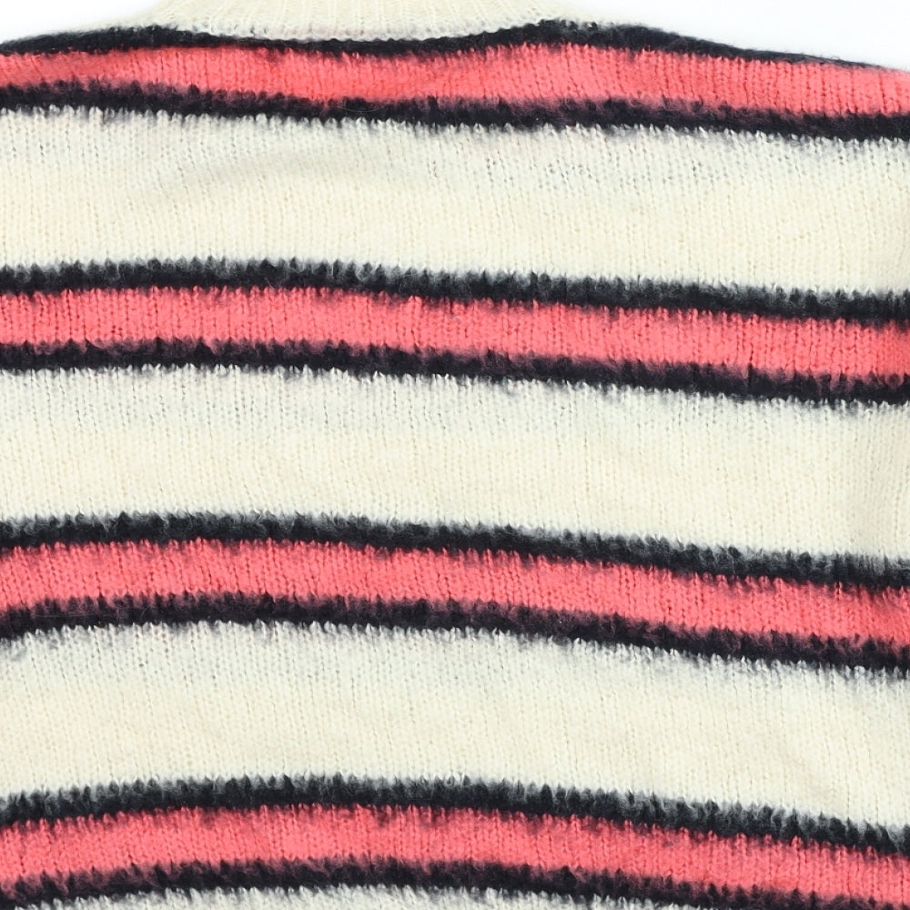 TU Womens Multicoloured Round Neck Striped Acrylic Henley Jumper Size L