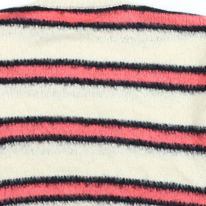 TU Womens Multicoloured Round Neck Striped Acrylic Henley Jumper Size L