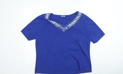 Womens UK Size XL Preworn Blue Basic T-Shirt