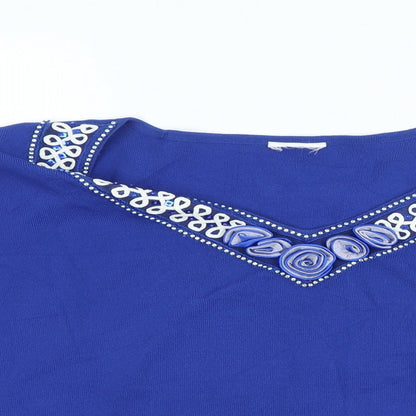 Womens UK Size XL Preworn Blue Basic T-Shirt