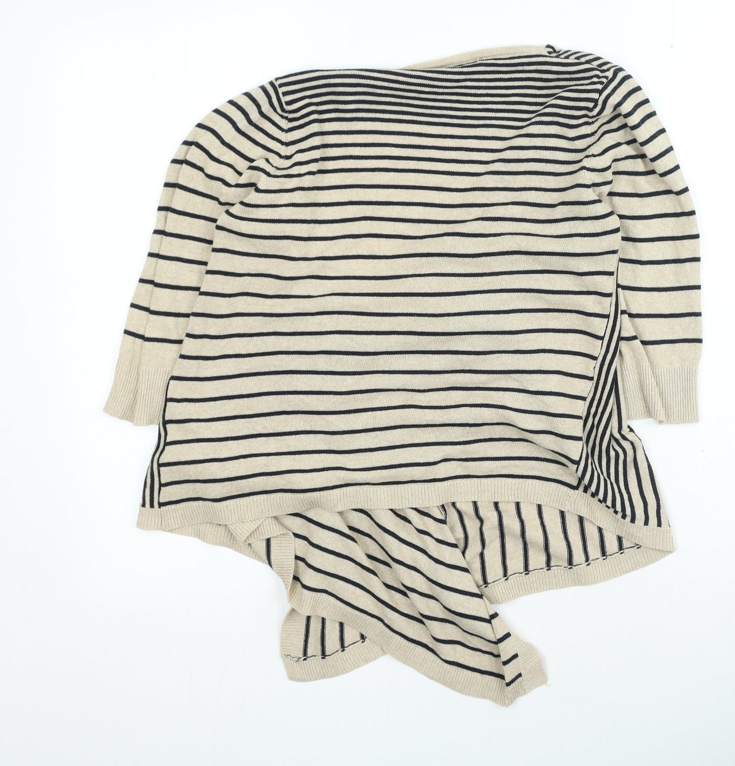 berretti Womens Brown V-Neck Striped Cotton Cardigan Jumper Size S