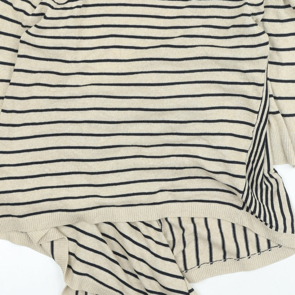 berretti Womens Brown V-Neck Striped Cotton Cardigan Jumper Size S