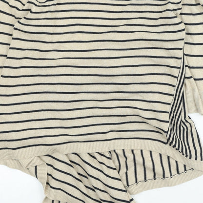 berretti Womens Brown V-Neck Striped Cotton Cardigan Jumper Size S