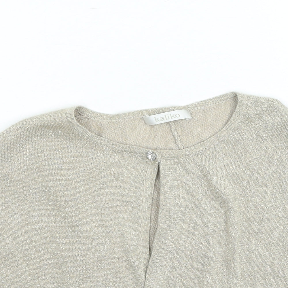 Kaliko Womens Gold Round Neck Viscose Shrug Jumper Size 18