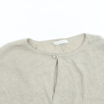 Kaliko Womens Gold Round Neck Viscose Shrug Jumper Size 18