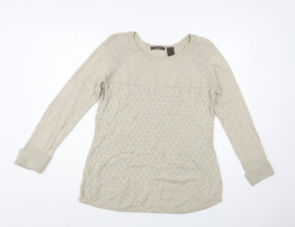 Heather B Womens Beige Boat Neck Cotton Pullover Jumper Size M