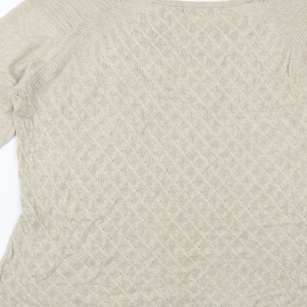 Heather B Womens Beige Boat Neck Cotton Pullover Jumper Size M
