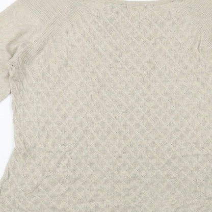 Heather B Womens Beige Boat Neck Cotton Pullover Jumper Size M