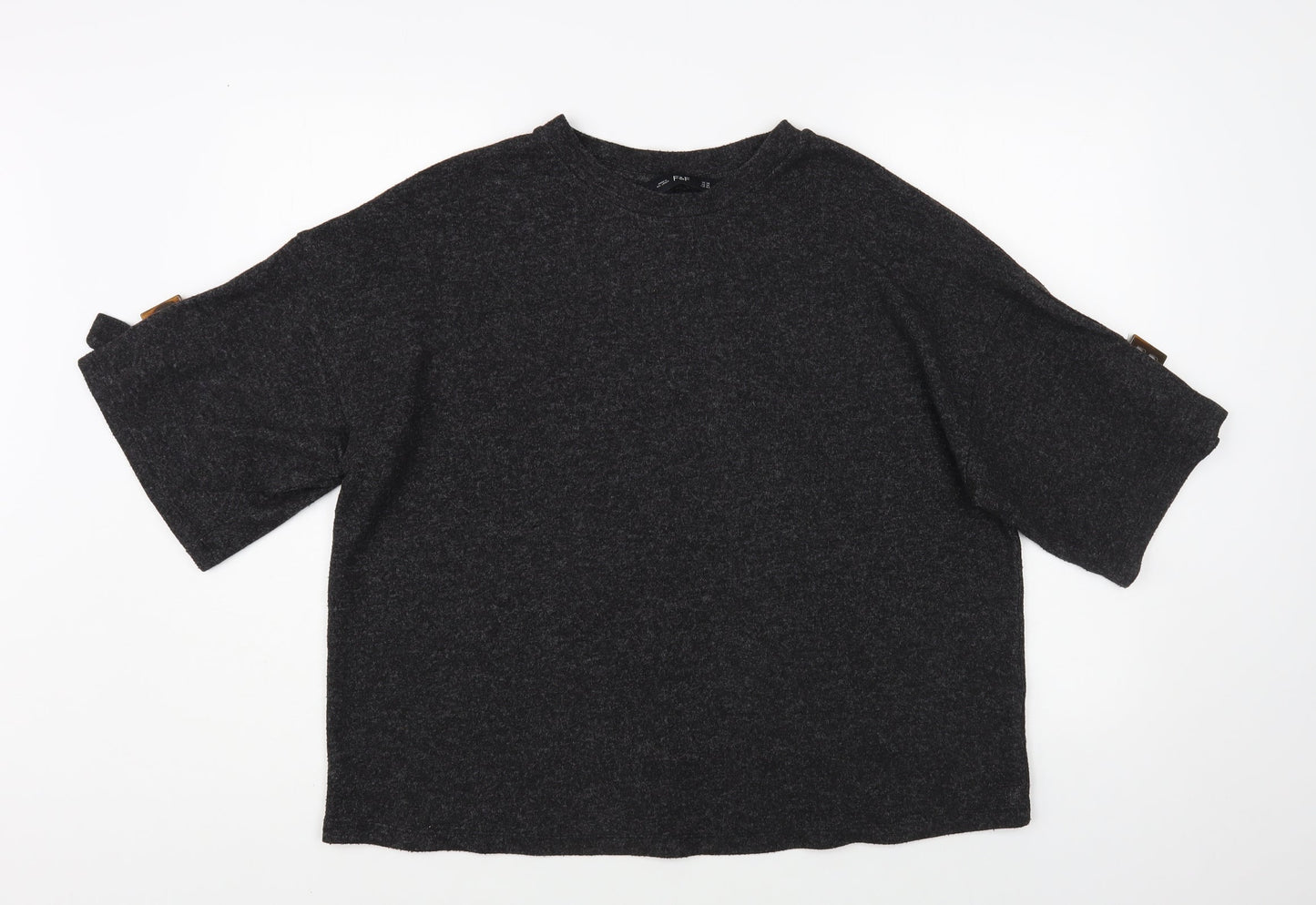 F&F Womens Grey Crew Neck Polyester Pullover Jumper Size 14