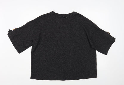 F&F Womens Grey Crew Neck Polyester Pullover Jumper Size 14