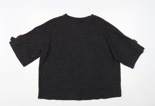 F&F Womens Grey Crew Neck Polyester Pullover Jumper Size 14