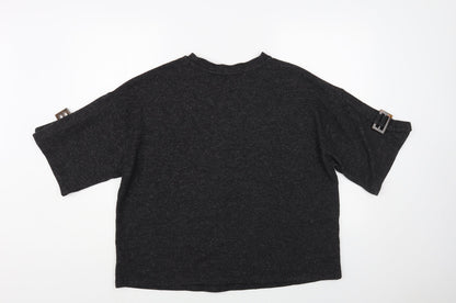 F&F Womens Grey Crew Neck Polyester Pullover Jumper Size 14