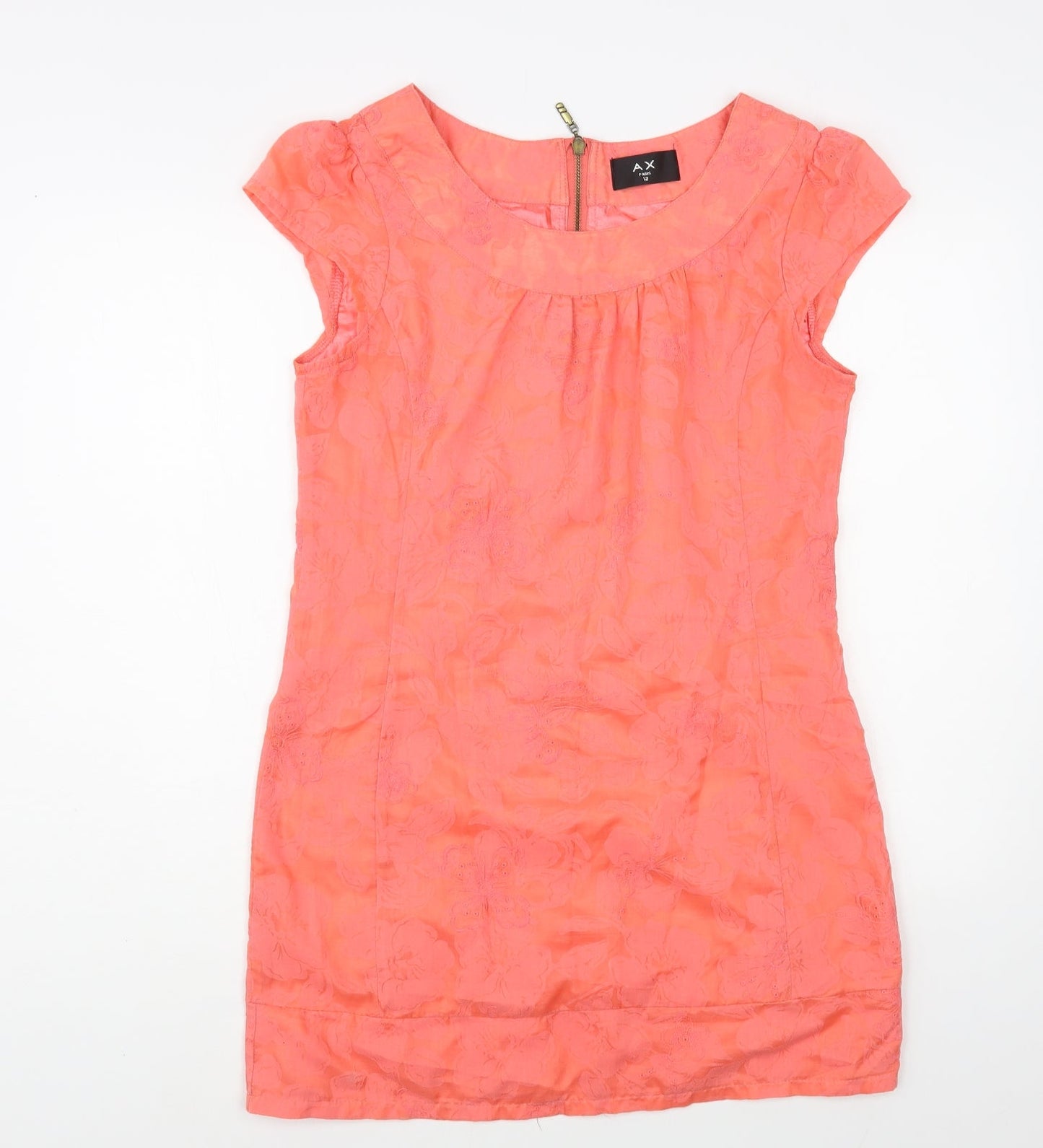 AX Paris Womens Pink Floral Polyester Tunic Blouse Size 12 Boat Neck