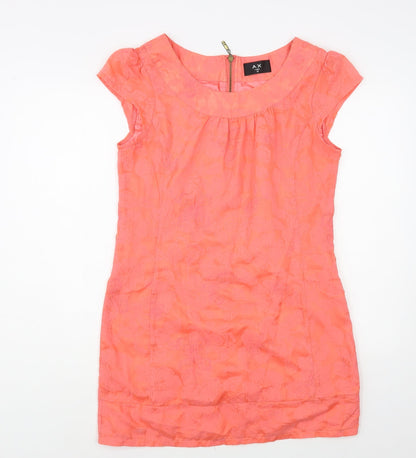 AX Paris Womens Pink Floral Polyester Tunic Blouse Size 12 Boat Neck