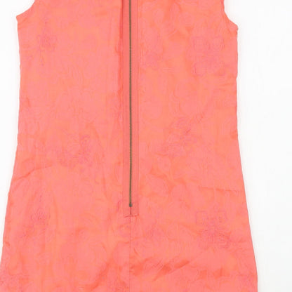 AX Paris Womens Pink Floral Polyester Tunic Blouse Size 12 Boat Neck