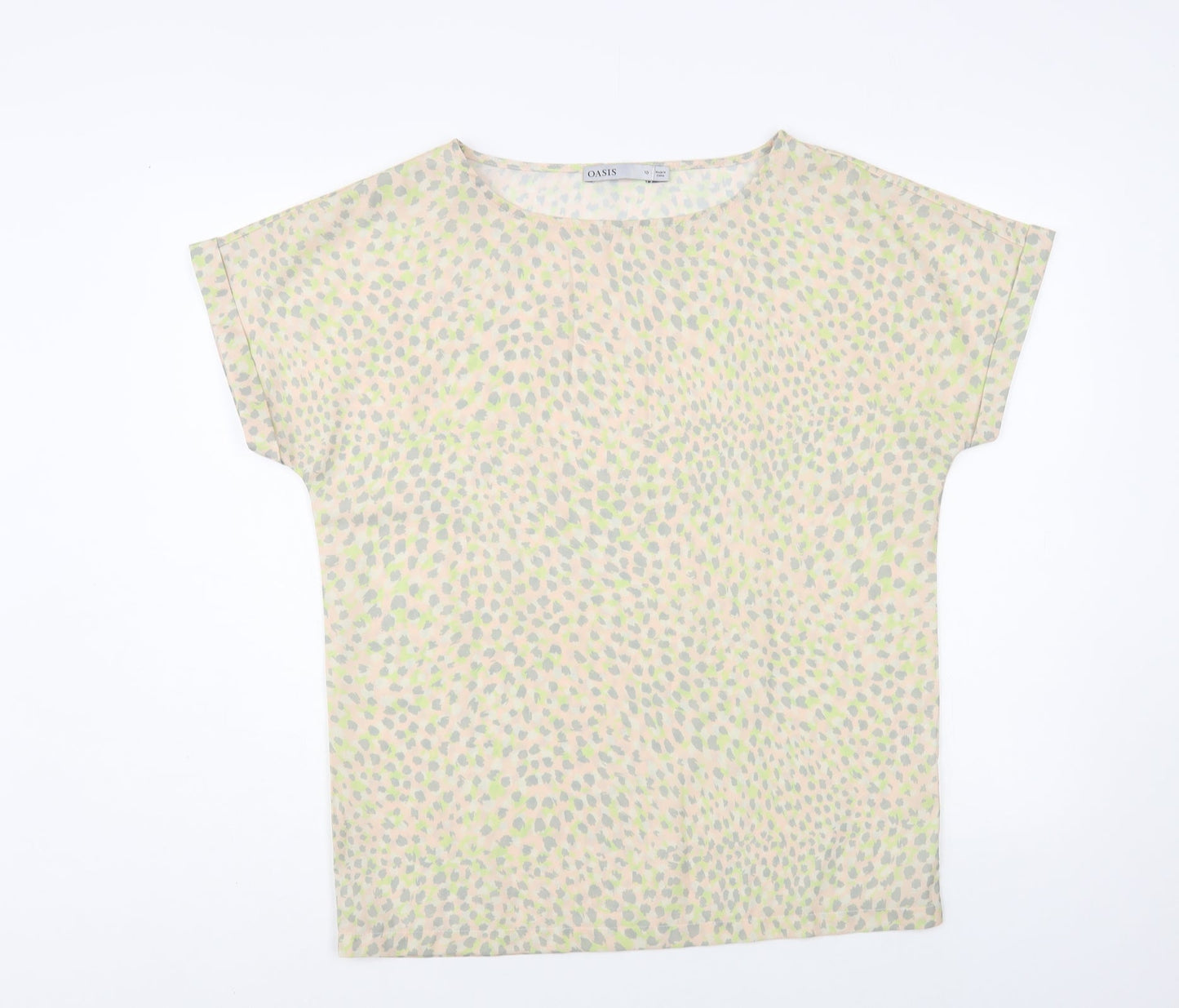Oasis Womens Multicoloured Animal Print Polyester Basic Blouse Size 10 Boat Neck