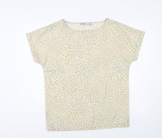 Oasis Womens Multicoloured Animal Print Polyester Basic Blouse Size 10 Boat Neck
