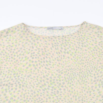 Oasis Womens Multicoloured Animal Print Polyester Basic Blouse Size 10 Boat Neck