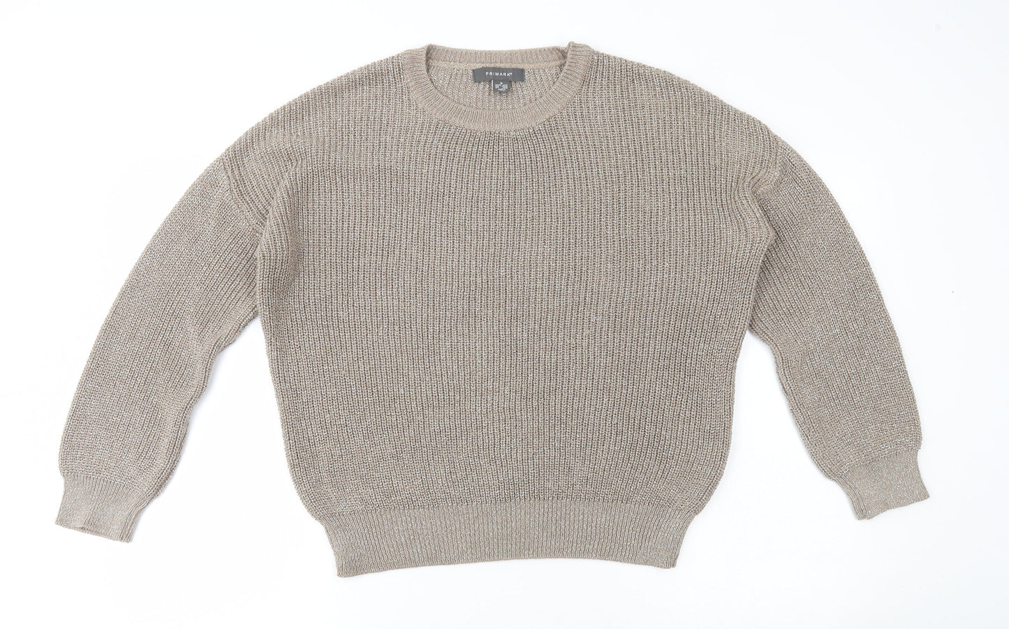 Primark Womens Gold Round Neck Acrylic Pullover Jumper Size 12 - Glitter
