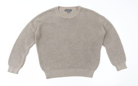 Primark Womens Gold Round Neck Acrylic Pullover Jumper Size 12 - Glitter