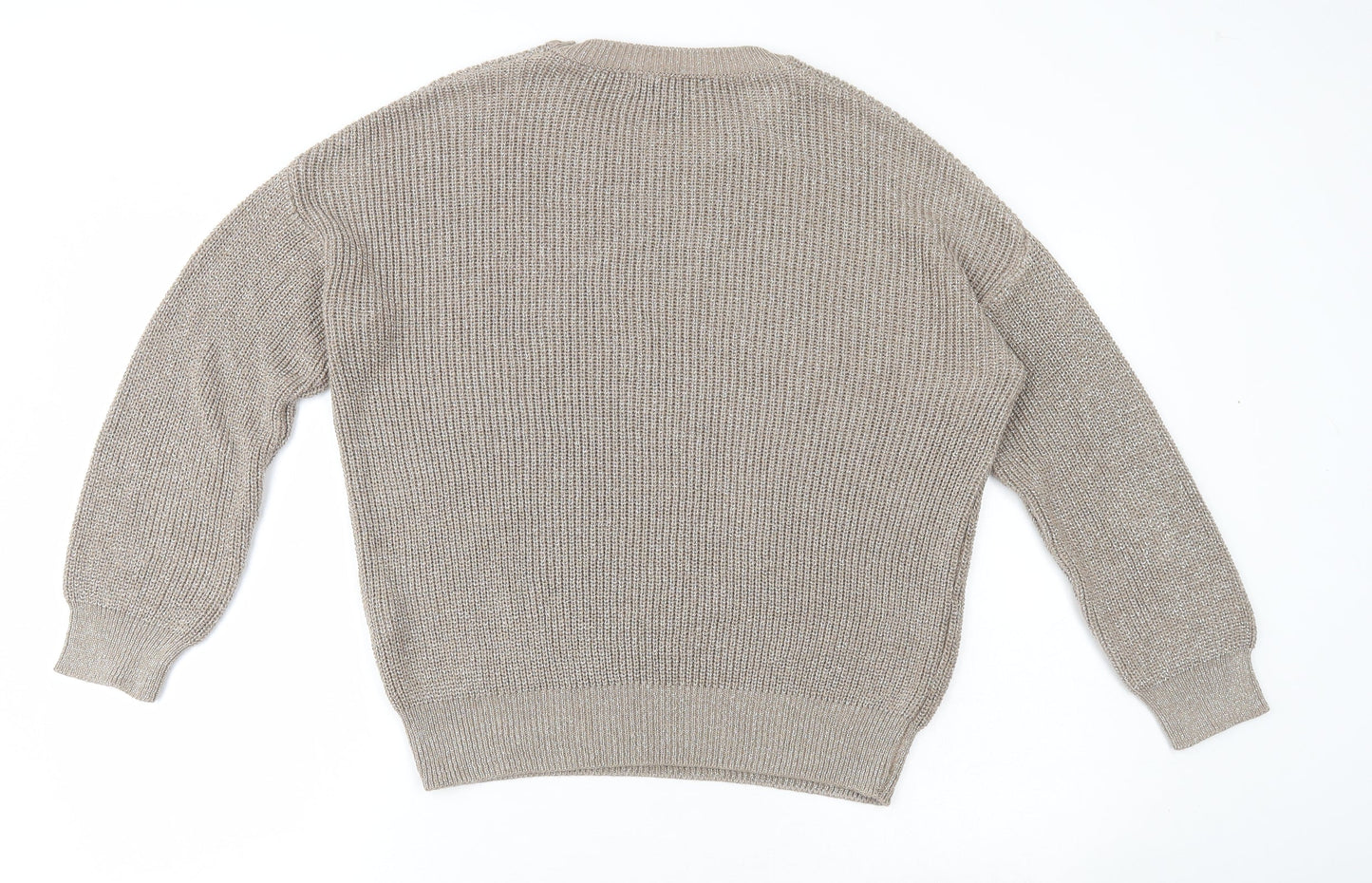 Primark Womens Gold Round Neck Acrylic Pullover Jumper Size 12 - Glitter