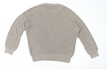 Primark Womens Gold Round Neck Acrylic Pullover Jumper Size 12 - Glitter