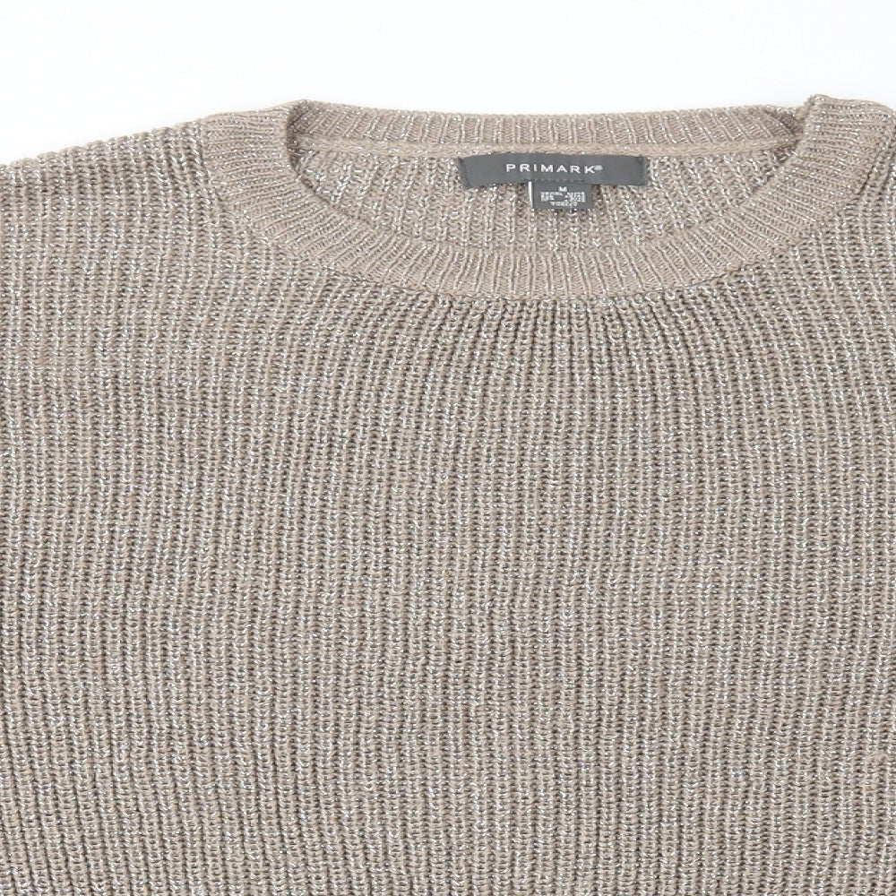 Primark Womens Gold Round Neck Acrylic Pullover Jumper Size 12 - Glitter