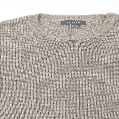 Primark Womens Gold Round Neck Acrylic Pullover Jumper Size 12 - Glitter