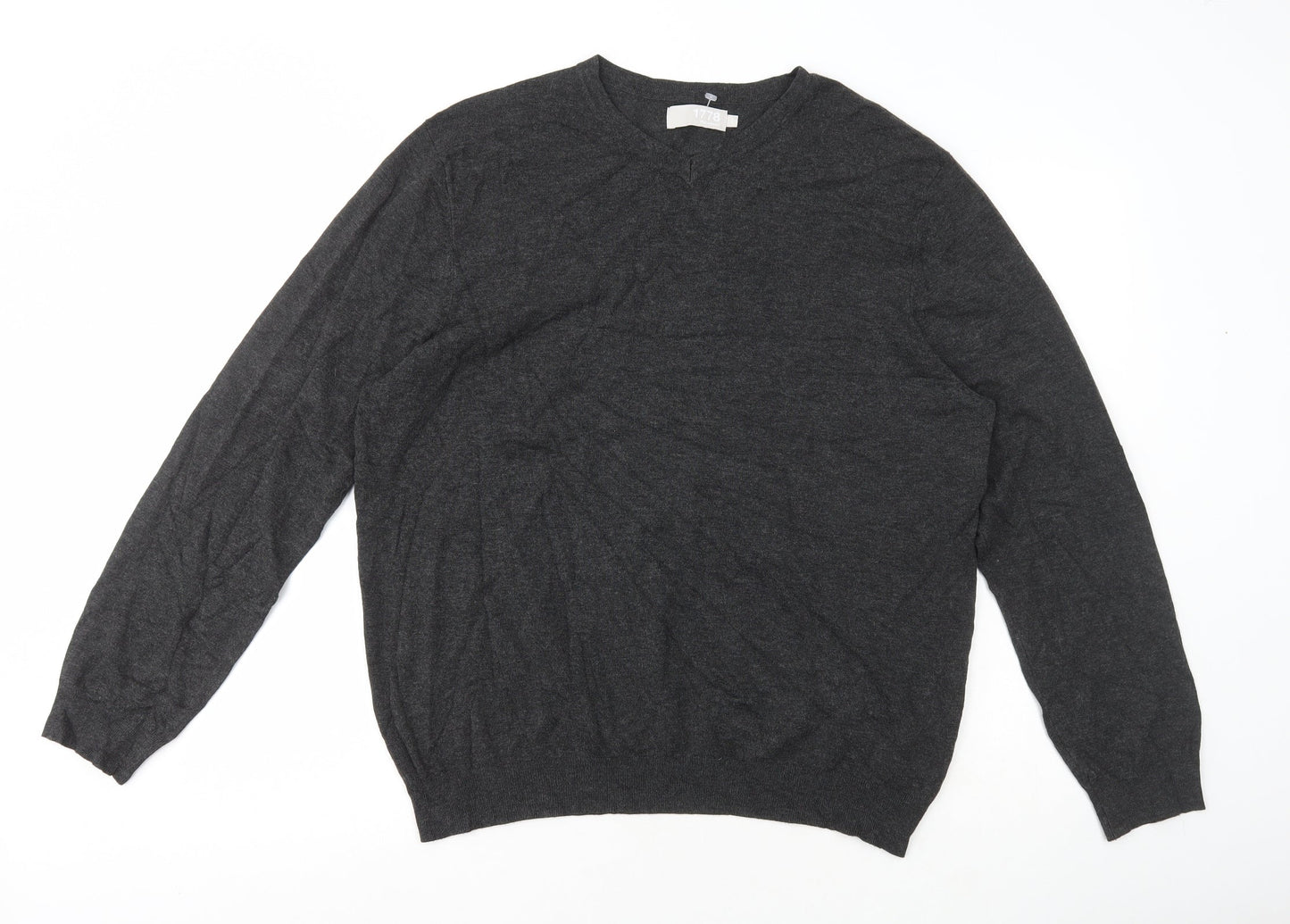 Debenhams Mens Grey V-Neck Viscose Pullover Jumper Size L