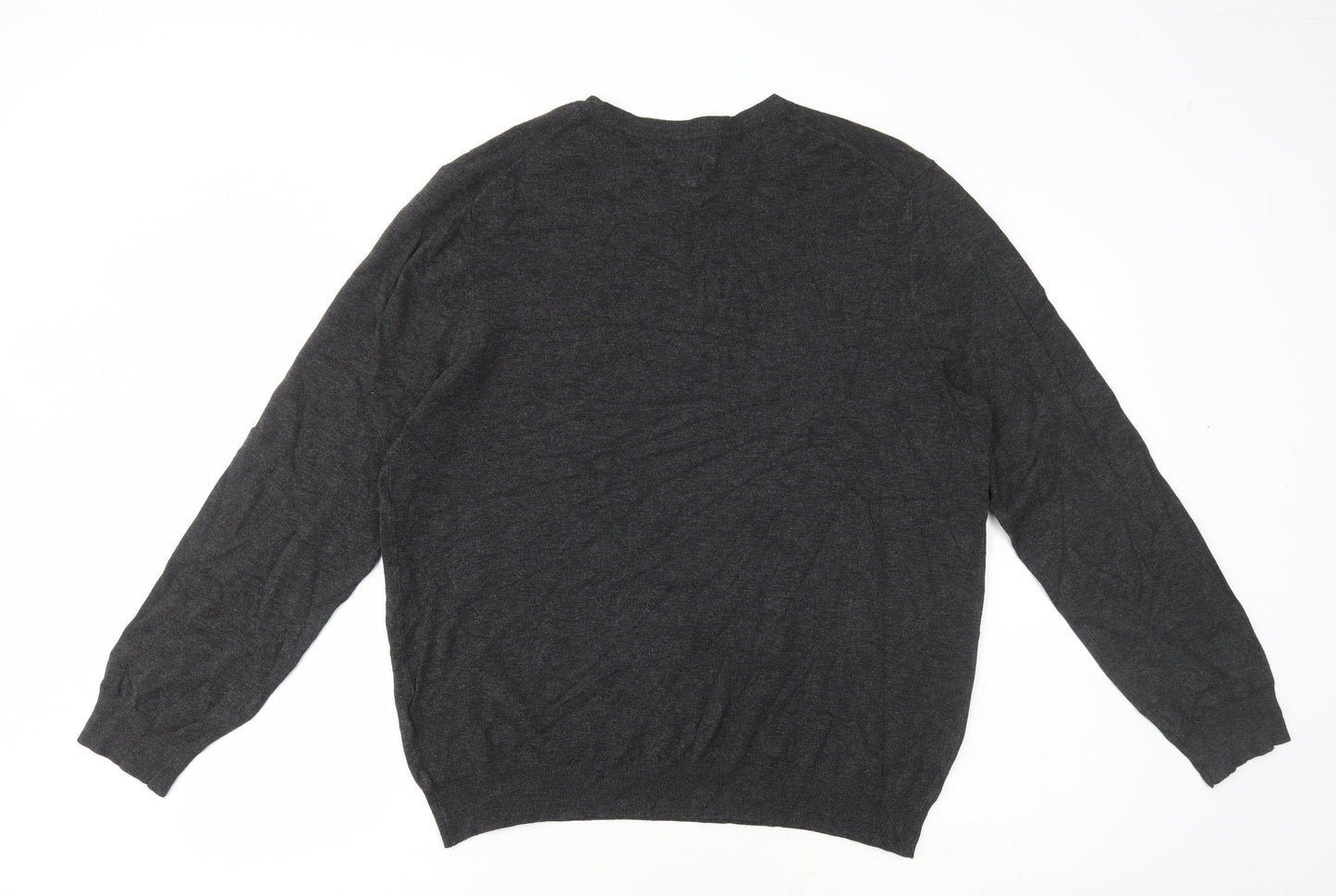 Debenhams Mens Grey V-Neck Viscose Pullover Jumper Size L