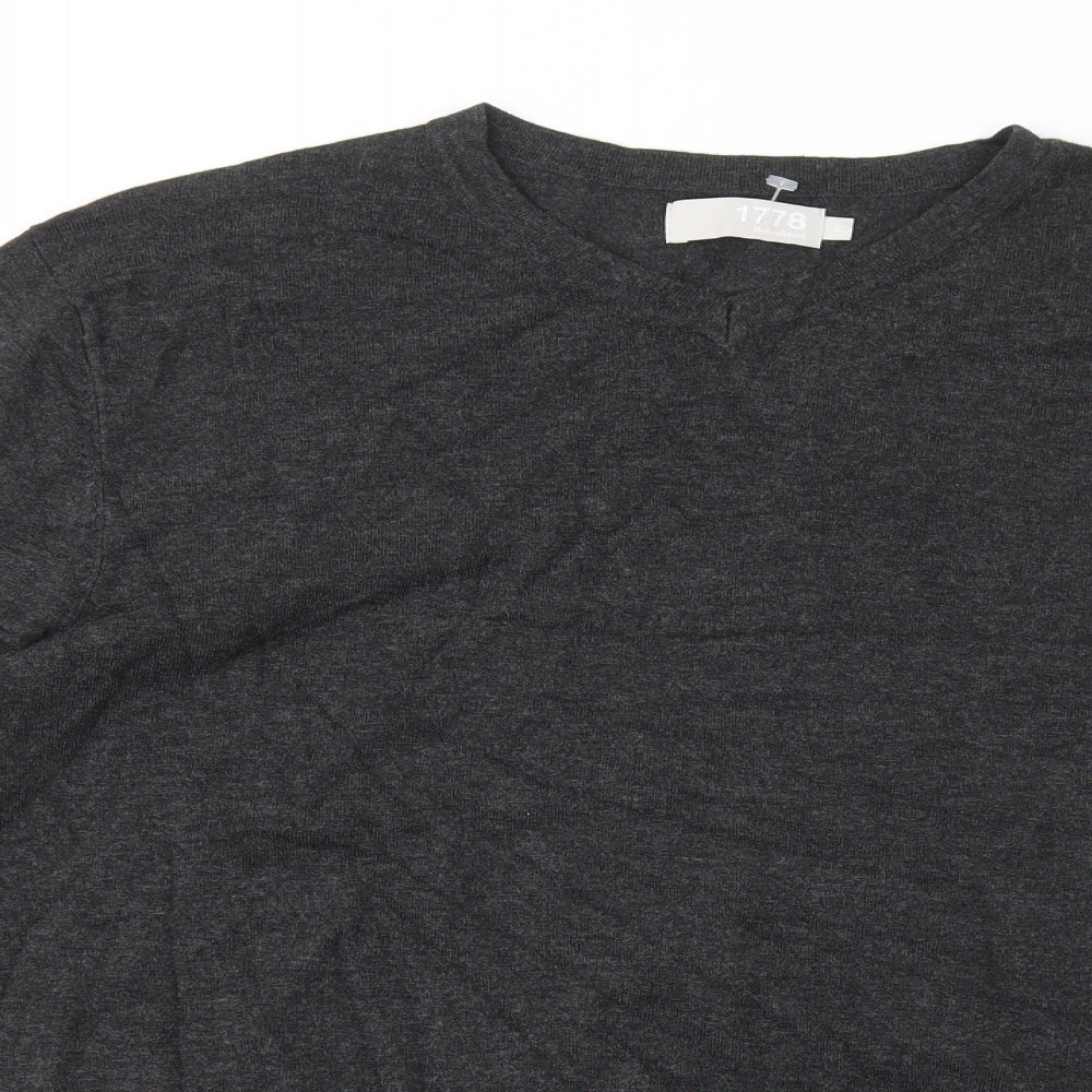 Debenhams Mens Grey V-Neck Viscose Pullover Jumper Size L